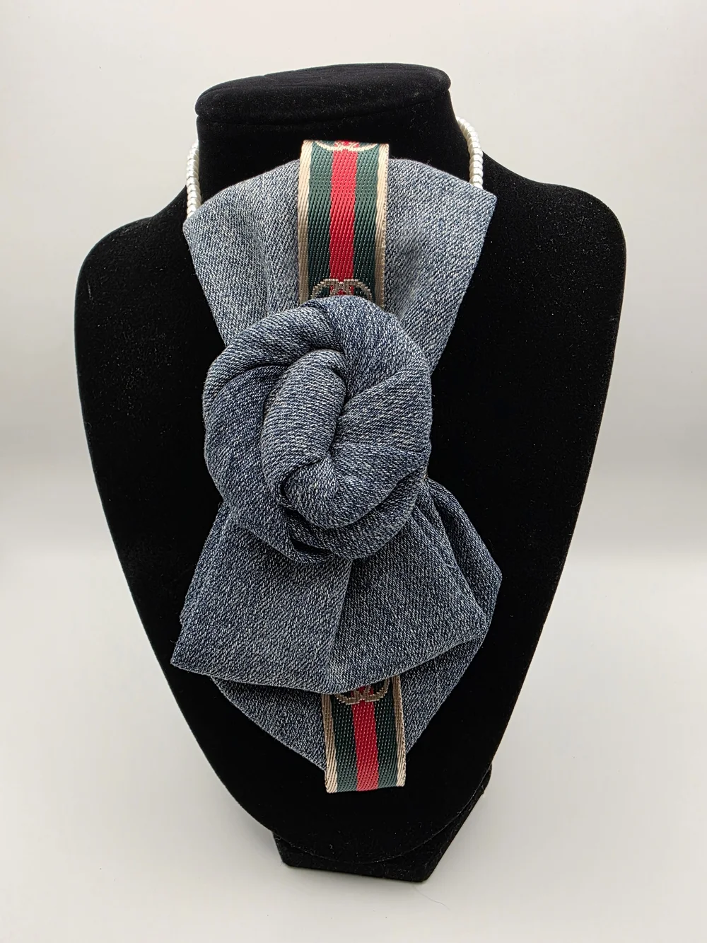 Curated Statement Tie Necklace | Denim - Picture 2 of 2